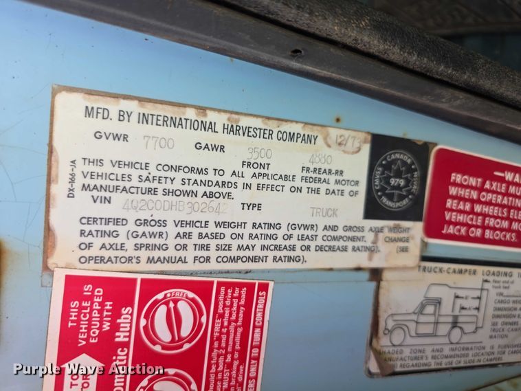 image for item DZ6399 1974 International Harvester  D200 Eight pickup truck