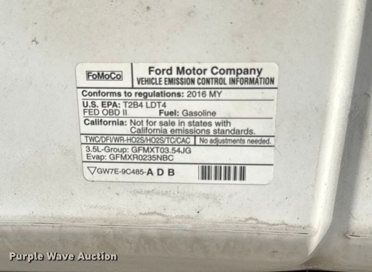 image for item EA2022 2016 Ford F150 Platinum SuperCrew pickup truck