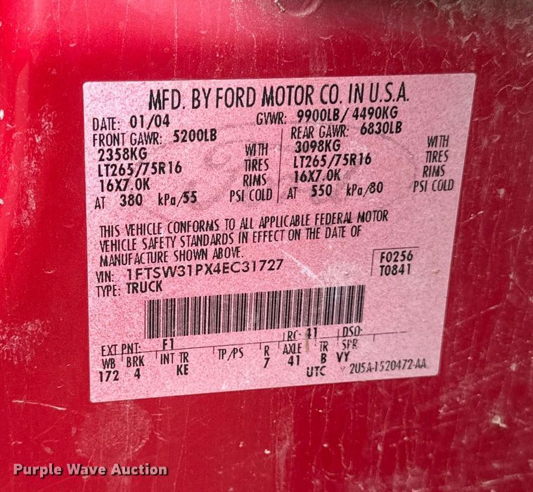 image for item EA2027 2004 Ford F350 Super Duty Crew Cab pickup truck