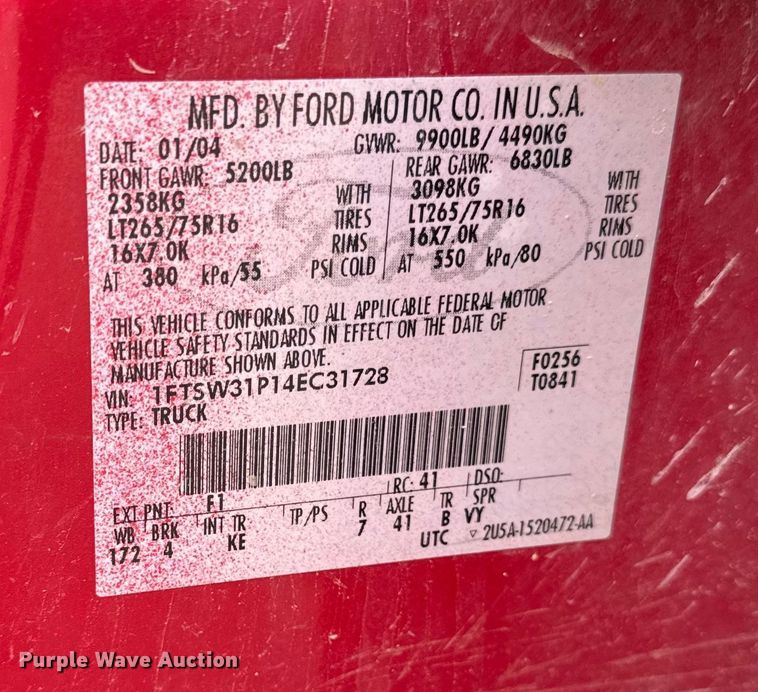 image for item EA2028 2004 Ford F350 Super Duty Crew Cab pickup truck