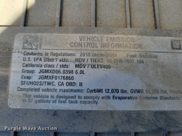 image for item EA2725 2018 Chevrolet Express Bay Bridge box truck