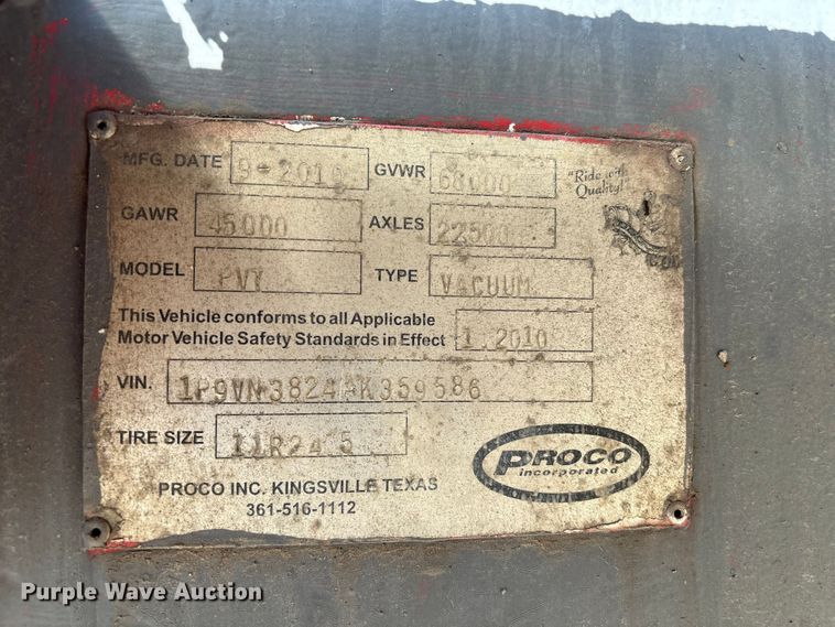 image for item EA7027 2010 Proco vacuum trailer