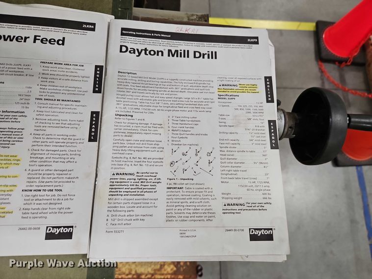 image for item EB8434 Dayton 2LKR1 milling machine