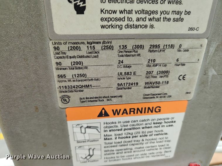 image for item EB8435 (3) Crown WAV50-118 vertical lifts