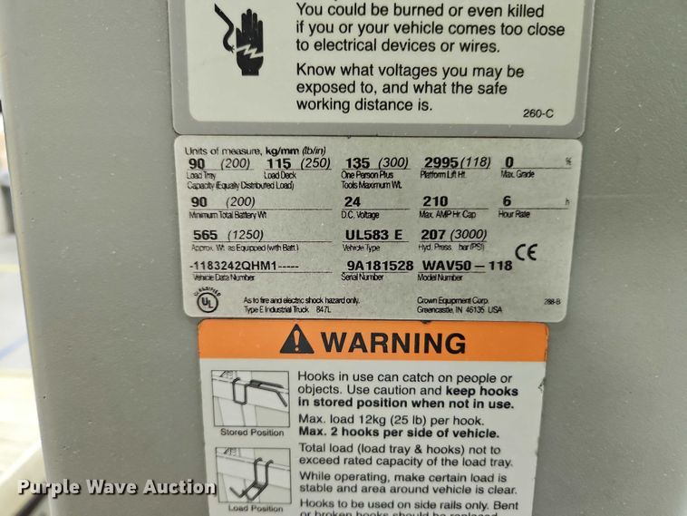 image for item EB8435 (3) Crown WAV50-118 vertical lifts