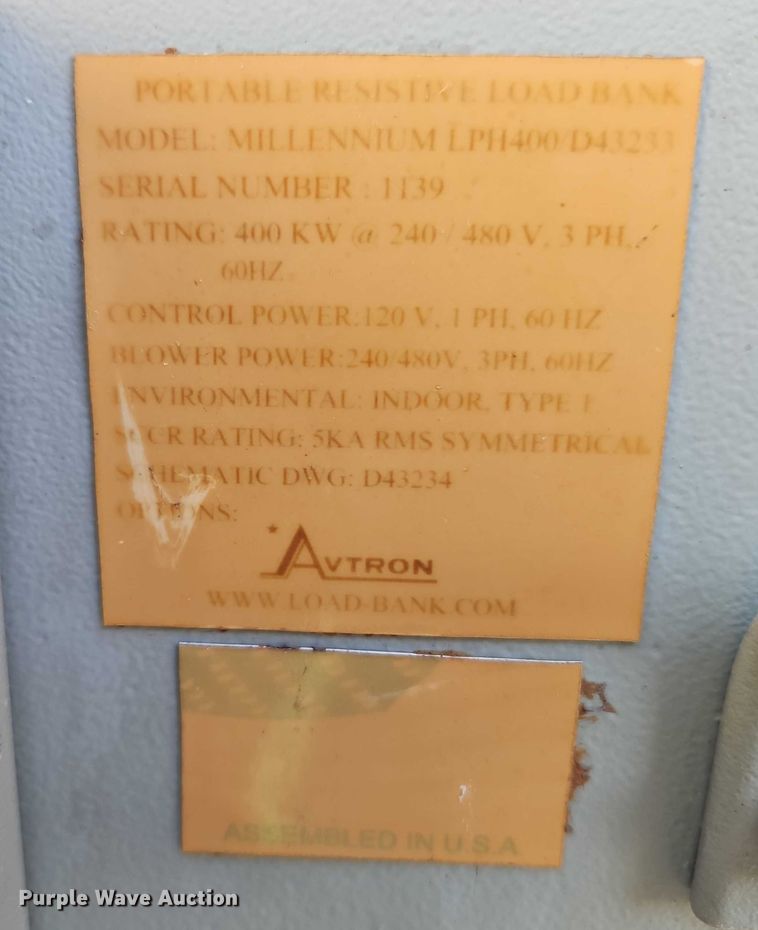 image for item EB8444 Avtron Millennium LPH400 D43233 load bank