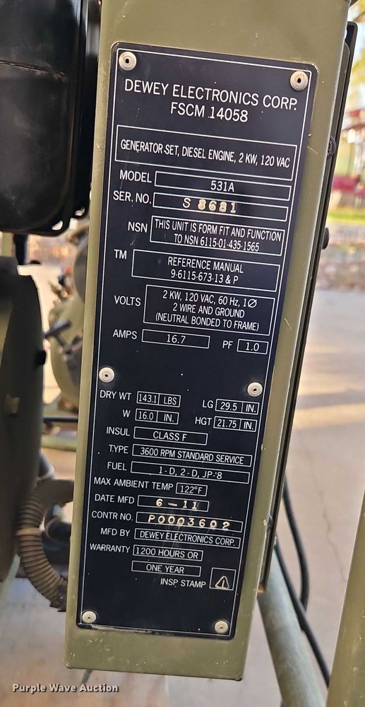 image for item EB8445 (2) Dewey Electronics 531A generators
