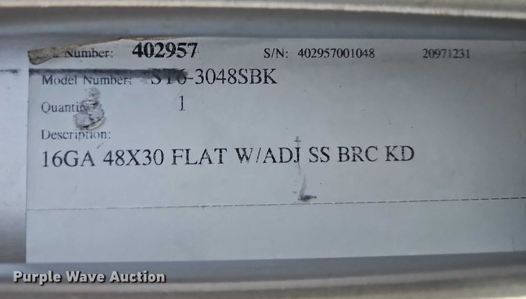 image for item EB8447 (4) John Boos ST6-3048SBK stainless Steel Tables