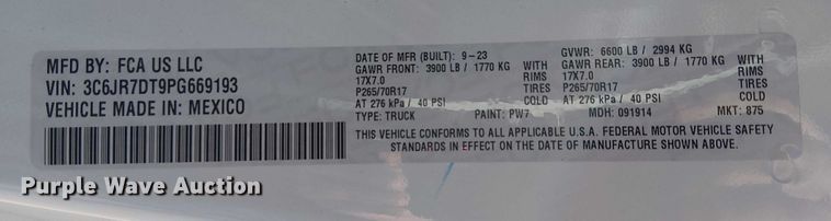 image for item EC1247 2023 RAM 1500 pickup truck