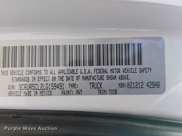 image for item EC1248 2020 RAM 2500 Crew Cab pickup truck