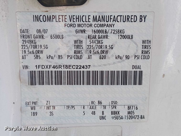 image for item EC1276 2008 Ford F450 Super Duty flatbed truck