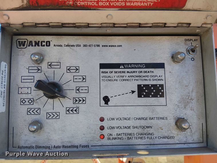 image for item EC1278 2013 Wanco WTSP arrow board trailer