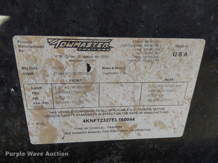 image for item EC1299 2014 Ditch Witch T30 equipment trailer