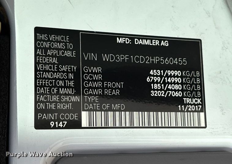 image for item EC3892 2017 Mercedes-Benz Sprinter 3500 van