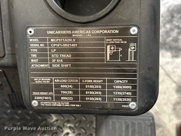 image for item EC8133 2017 UniCarriers CFS40 forklift
