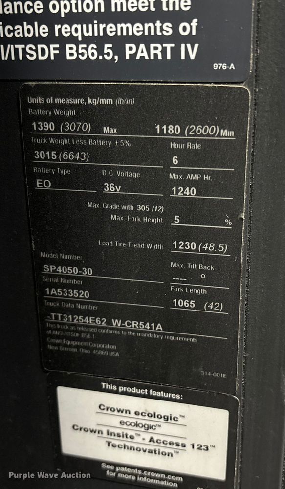 image for item EC8136 2018 Crown SP4050-30 order picker