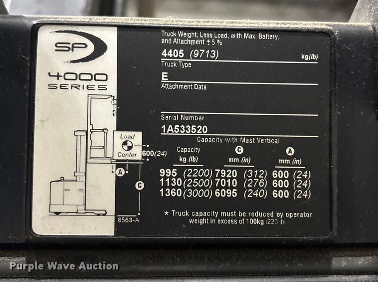 image for item EC8136 2018 Crown SP4050-30 order picker