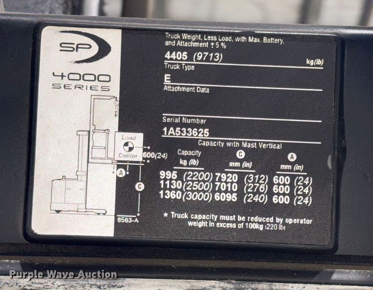 image for item EC8137 2018 Crown SP4050-30 order picker