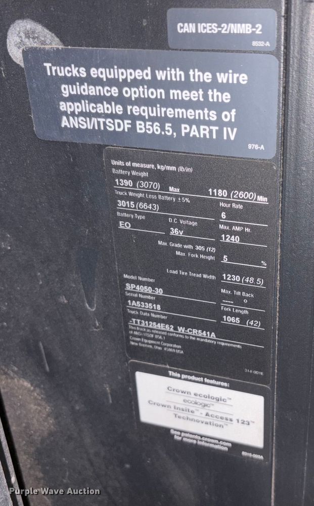 image for item EC8138 2018 Crown SP4050-30 order picker