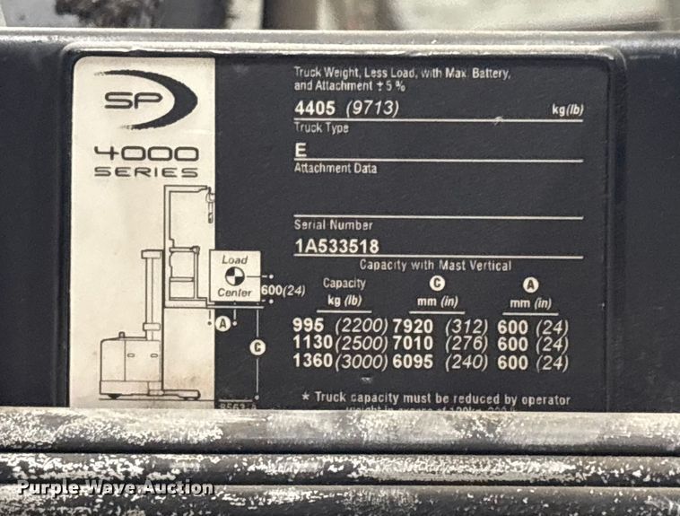 image for item EC8138 2018 Crown SP4050-30 order picker