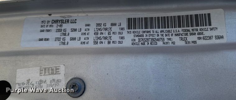 image for item ED1560 2009 Dodge Ram 2500 Quad Cab pickup truck