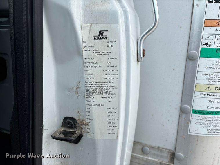 image for item ED2237 2012 Ford F750 box truck