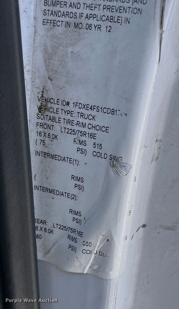 image for item ED2306 2012 Ford E450 box truck