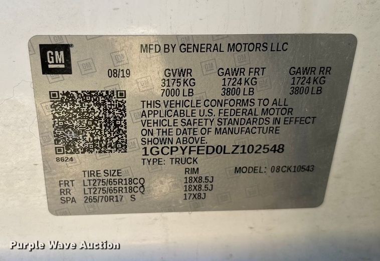 image for item ED2316 2020 Chevrolet Silverado 1500 LT Crew Cab pickup truck