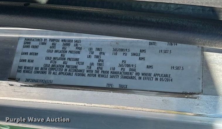 image for item ED2335 2015 Peterbilt 337 rollback truck