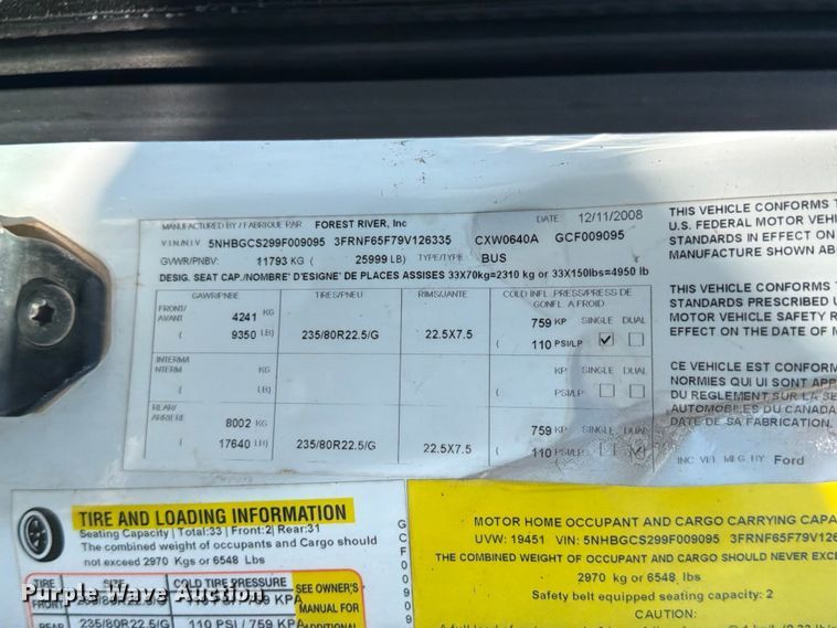 image for item ED5985 2009 Ford F650 Super Duty prisoner transport bus