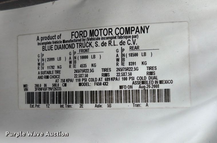 image for item ED5985 2009 Ford F650 Super Duty prisoner transport bus