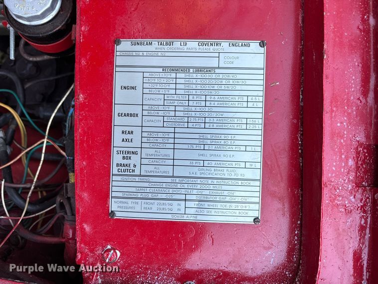 image for item EE4196 1962 Sunbeam  Alpine convertible