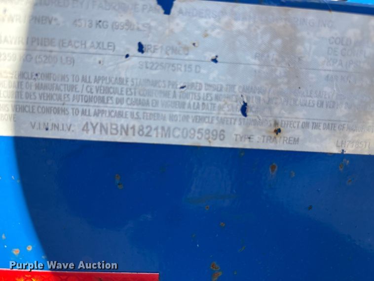 image for item EE4223 2021 Anderson Manufacturing utility trailer