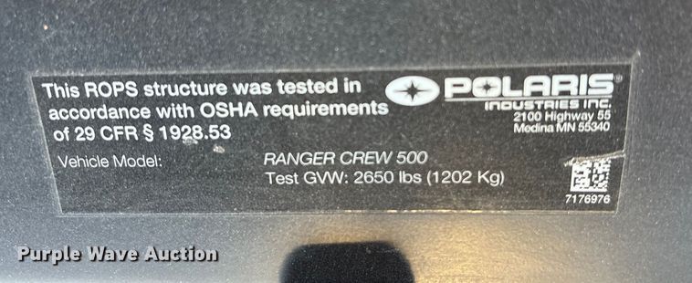 image for item EF6151 2013 Polaris Ranger 500 utility vehicle