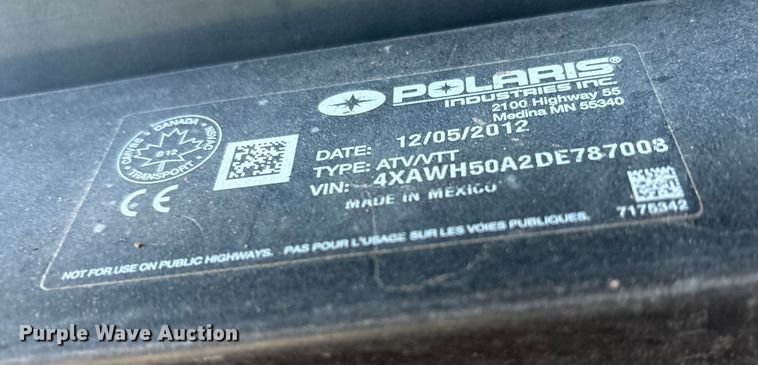 image for item EF6151 2013 Polaris Ranger 500 utility vehicle