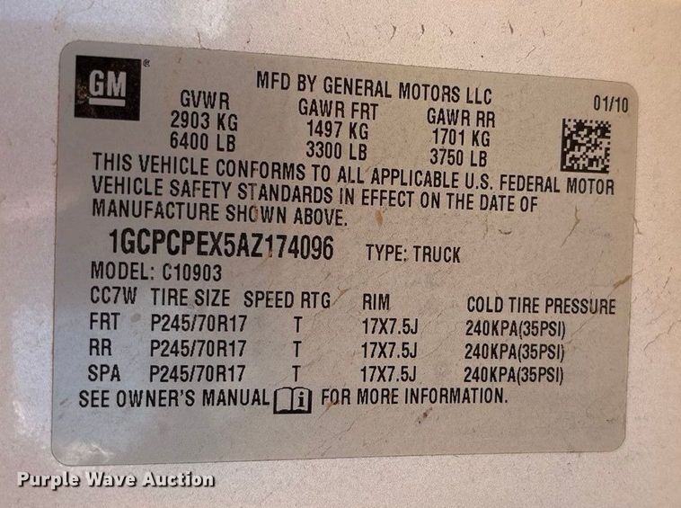 image for item EF6176 2010 Chevrolet Silverado 1500 pickup truck