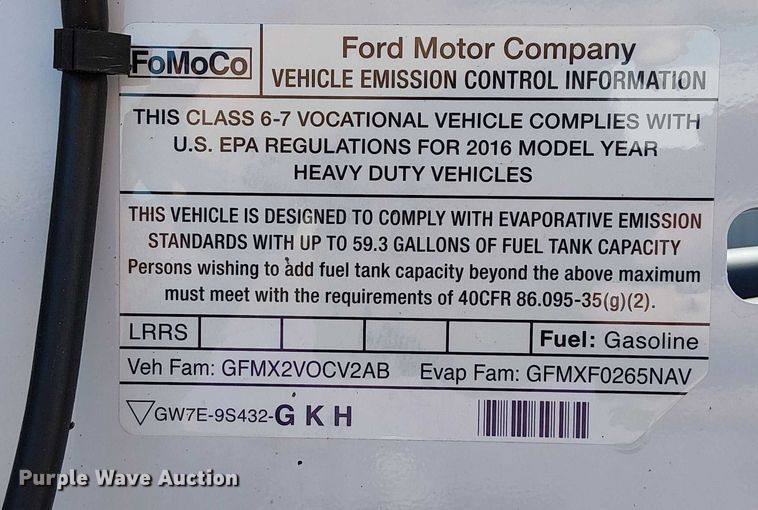 image for item EG1697 2016 Ford F650 Super Duty box truck