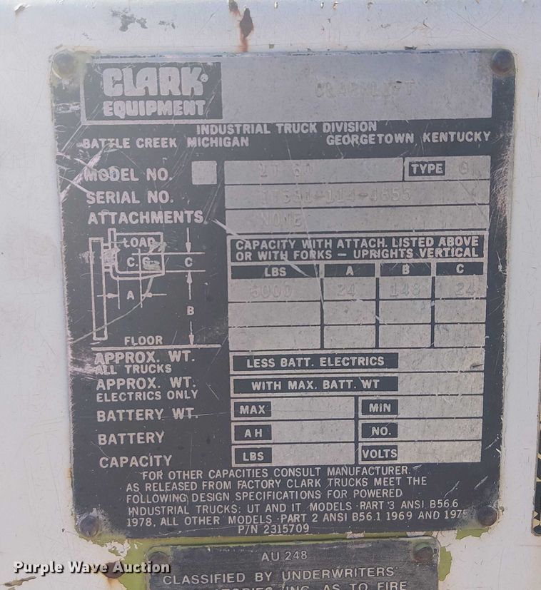 image for item EG1702 Clark  IT60 forklift