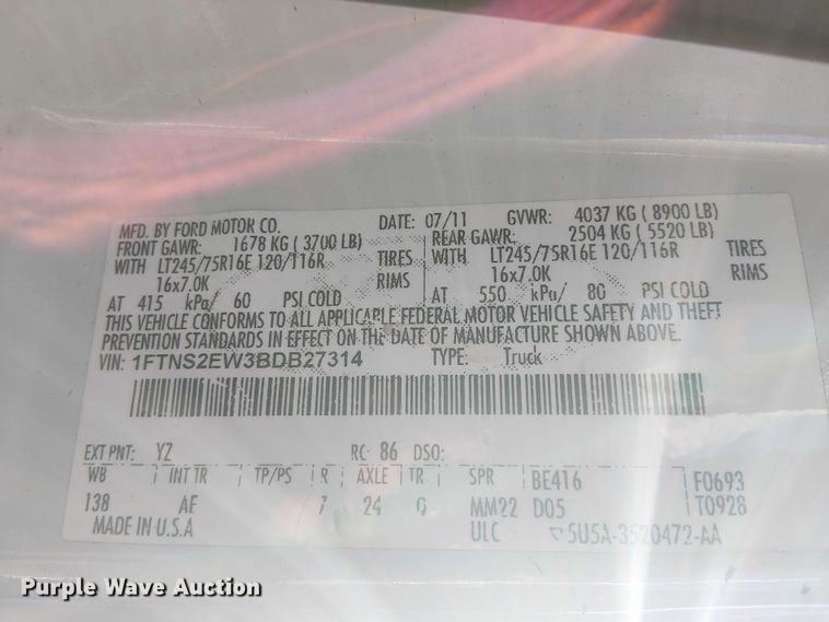 image for item EG1703 2011 Ford E250 handicap accessible van