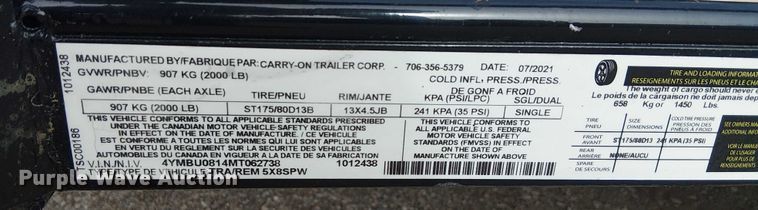 image for item EG1711 2021 Carry-On utility trailer