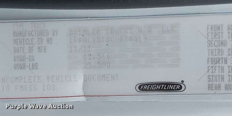 image for item EG1713 2012 Freightliner Business Class M2 box truck