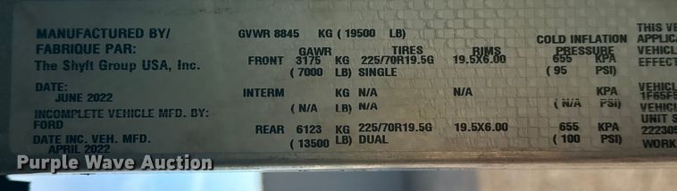 image for item EG1735 2022 Ford Utilimaster delivery truck