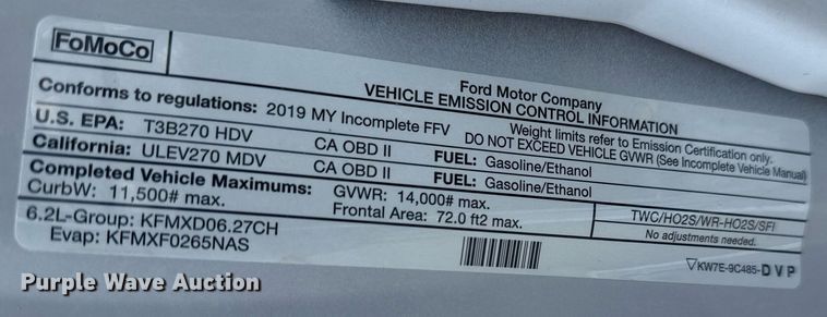 image for item EG6063 2019 Ford F350 Super Duty XL SuperCab pickup truck cab and chassis