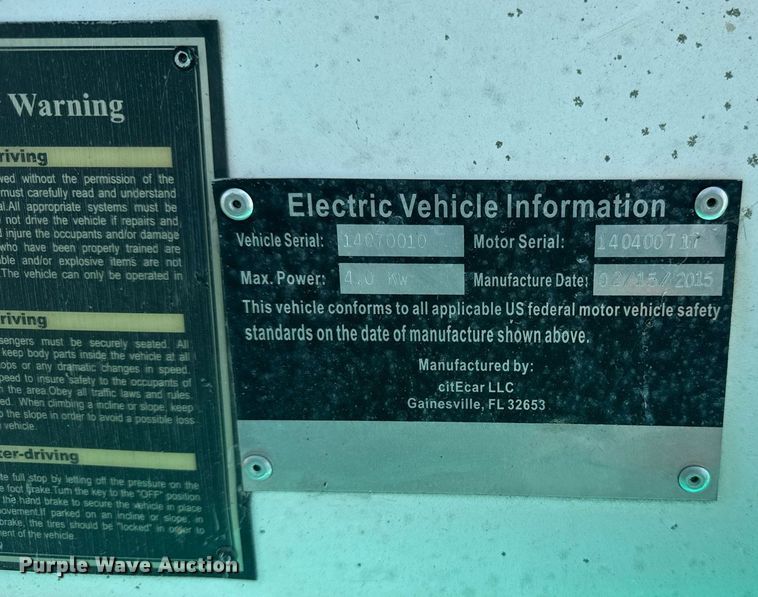 image for item EG6073 2015 CitECar LSV2P utility vehicle