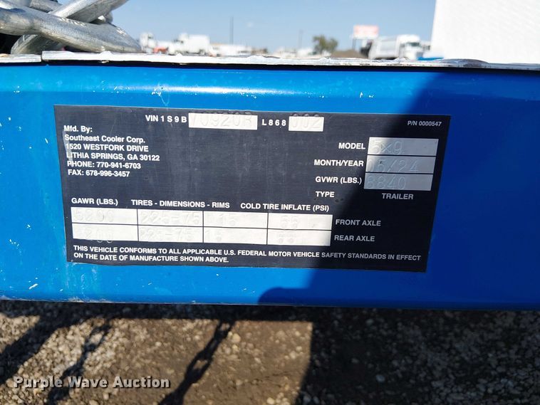 image for item EG8260 2024 Southeast Outdoor Products Inc refrigerated trailer