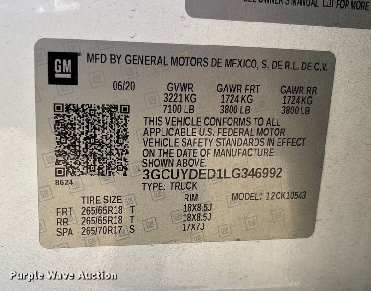 image for item EJ7703 2020 Chevrolet Silverado 1500 LT Crew Cab pickup truck