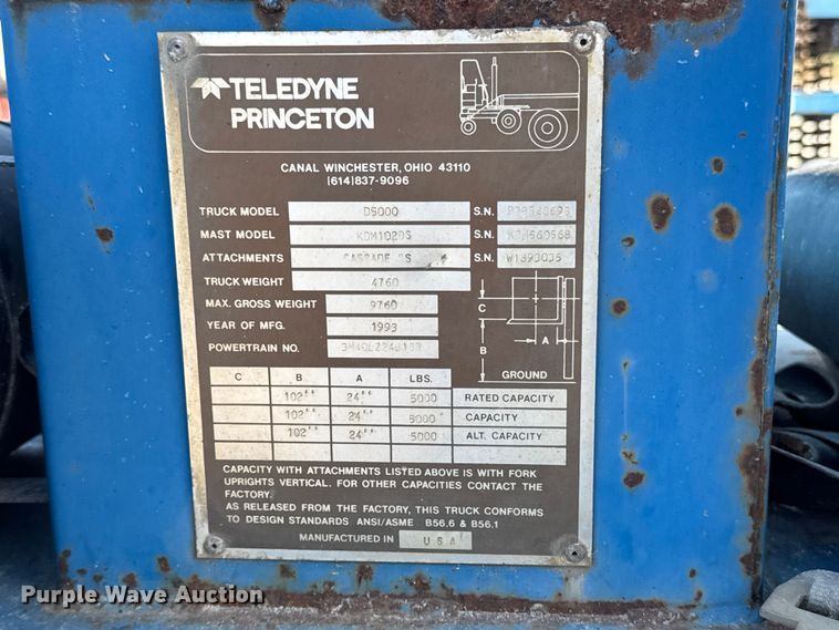 image for item EM2483 Teledyne Princeton D5000 forklift