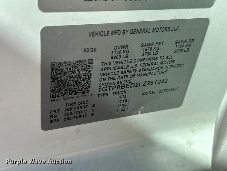 image for item EM8474 2020 GMC Sierra 1500 Crew Cab pickup truck