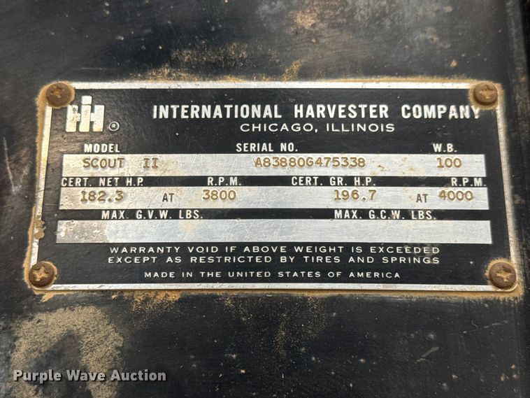 image for item EM8493 1972 International Harvester Scout II SUV