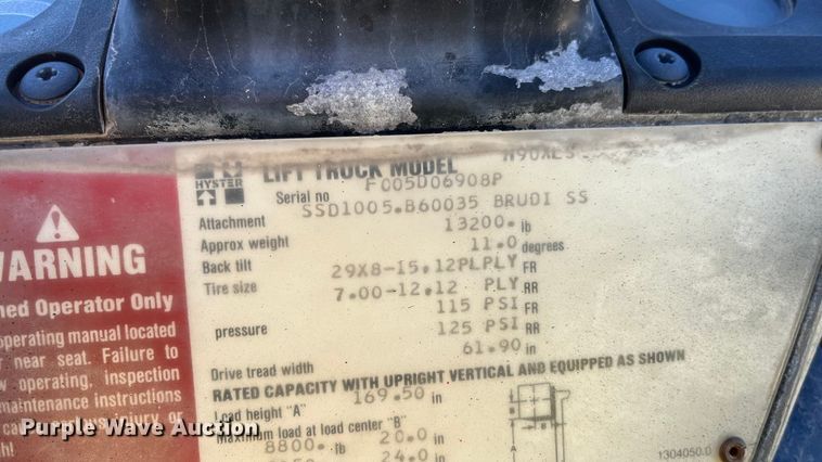 image for item EN5716 Hyster H90XLS forklift